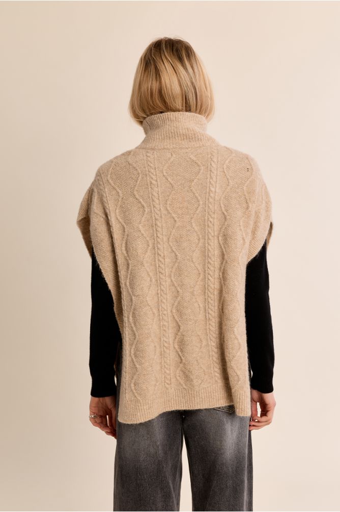 Molly Bracken B301EH Beige Knitted Poncho