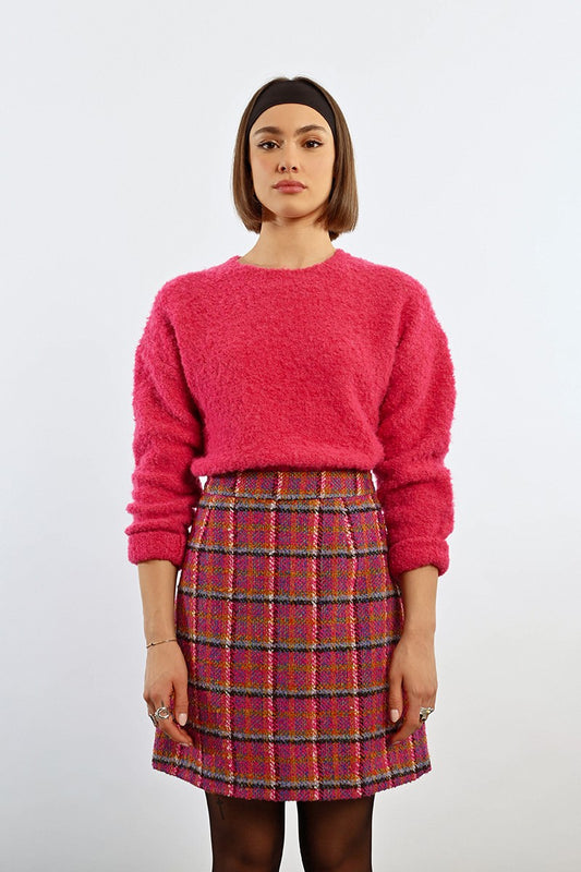 Molly Bracken Pink Checkered Skirt