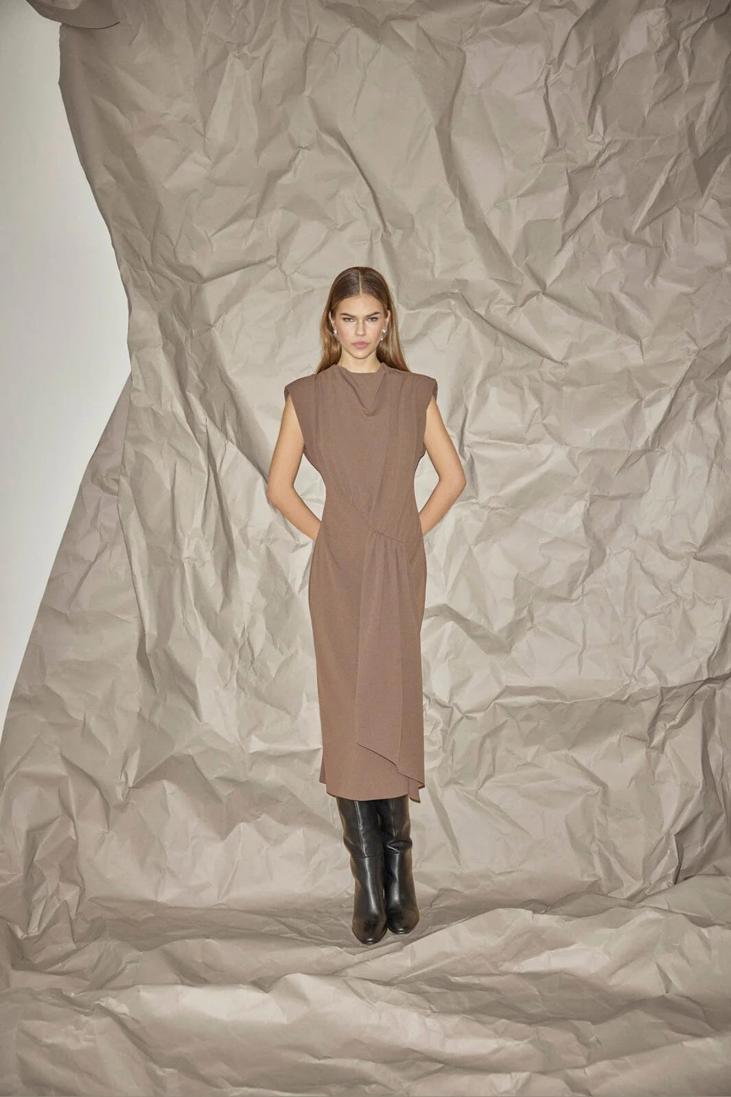 Co'Couture Walnut Pleat Dress