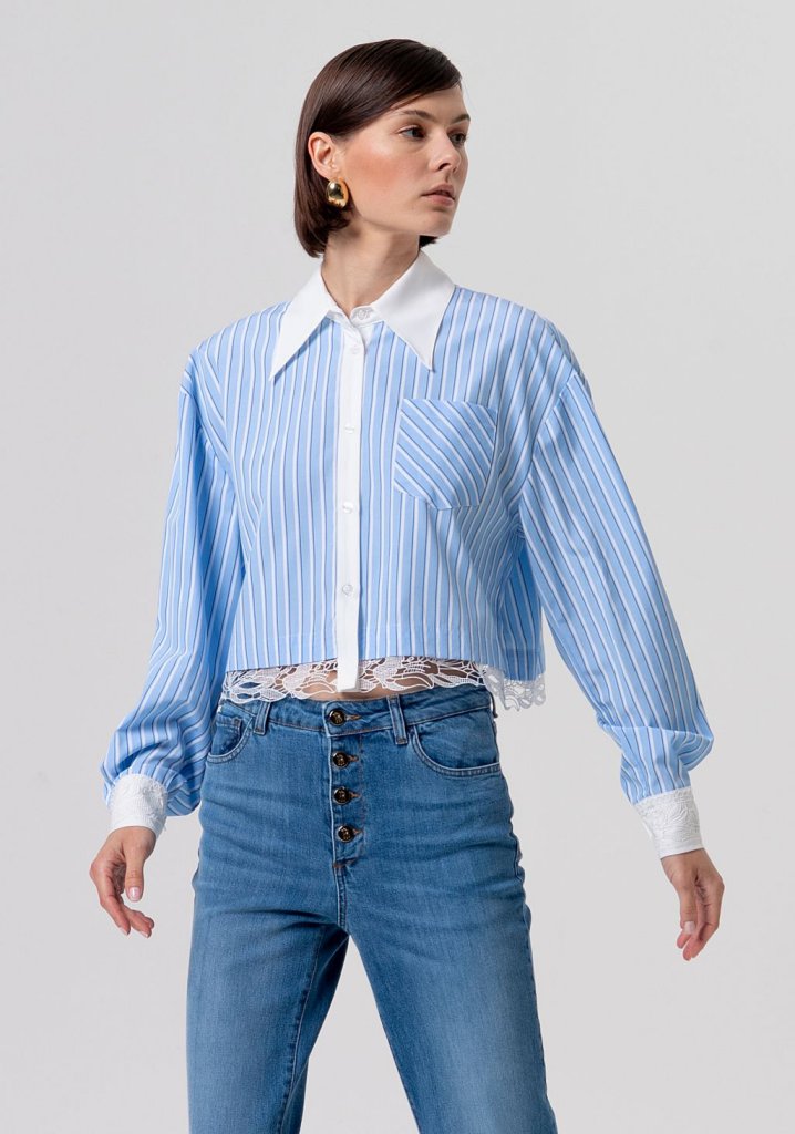Fracomina T6007 Blue and White Stripped Shirt