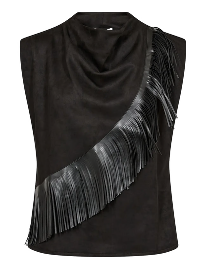 Co' Couture Bobbie Black Pleat Top + Leather Trousers Co - Ord