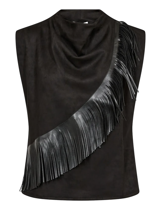 Co' Couture Bobbie Black Pleat Top + Leather Trousers Co - Ord