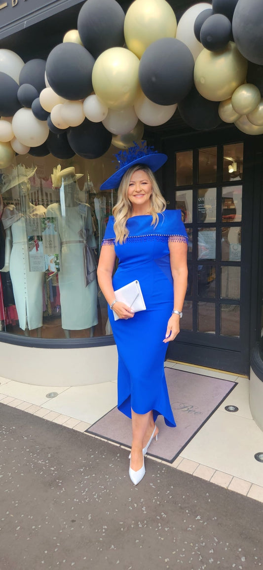 Anoola D443SPEC Cobalt Pearl Neckline Dress