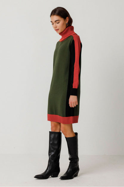 SKFK Emili Green Contrast Knit Dress