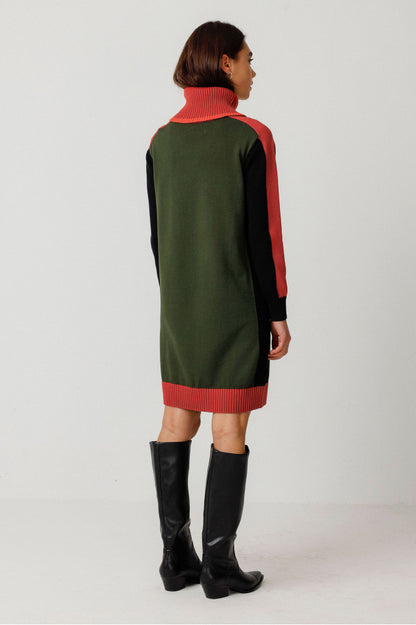 SKFK Emili Green Contrast Knit Dress