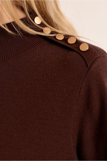 Molly Bracken T1622EN Chocolate Knitted Dress