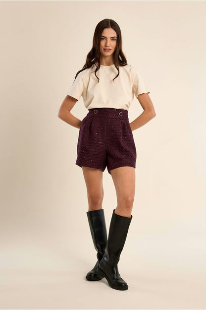Molly Bracken T2031EH Plum Woven Shorts