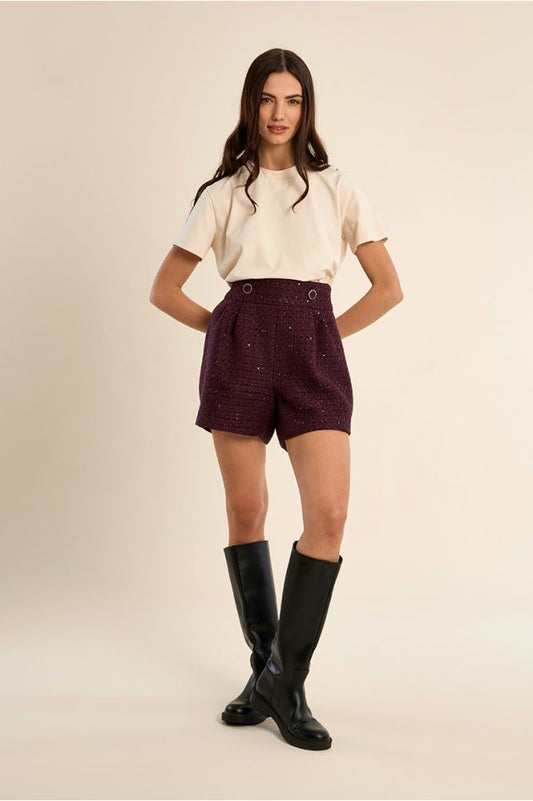 Molly Bracken T2031EH Plum Woven Shorts