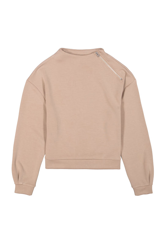 Garcia Taupe Jumper with Shoulder Zip