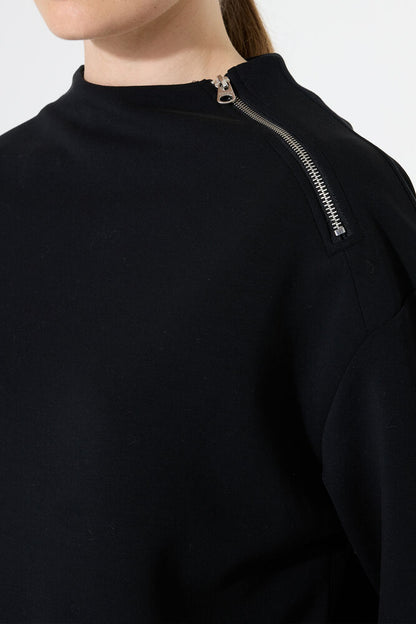 Garcia Black Jumper With Shoulder Zip