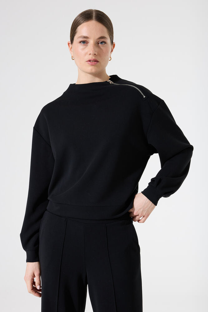 Garcia Black Jumper With Shoulder Zip