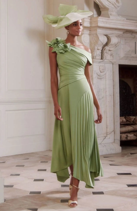 John Charles Asymmetrical A-Line Dress - Fern 66755A