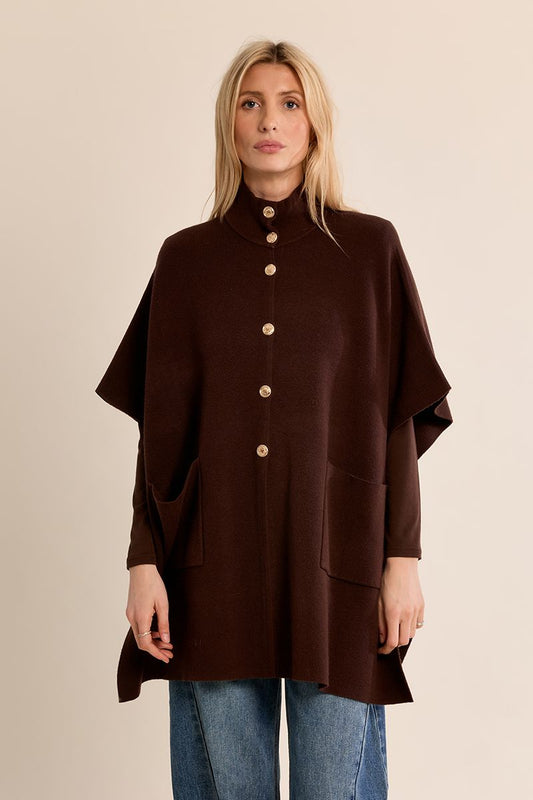 Molly Bracken Knitted Cape Chocolate LA1844EN