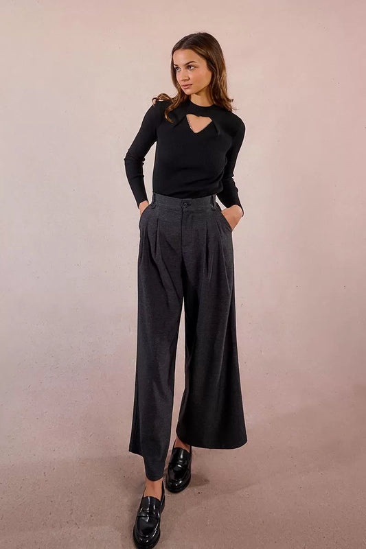 Molly Bracken EF1611DH Black Cut Out Sweater