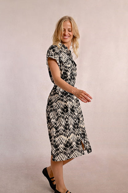 Molly Bracken T1967DP Black & Beige Shirt Dress