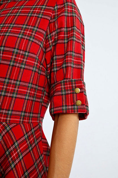 Molly Bracken Red Checked Shirt Dress