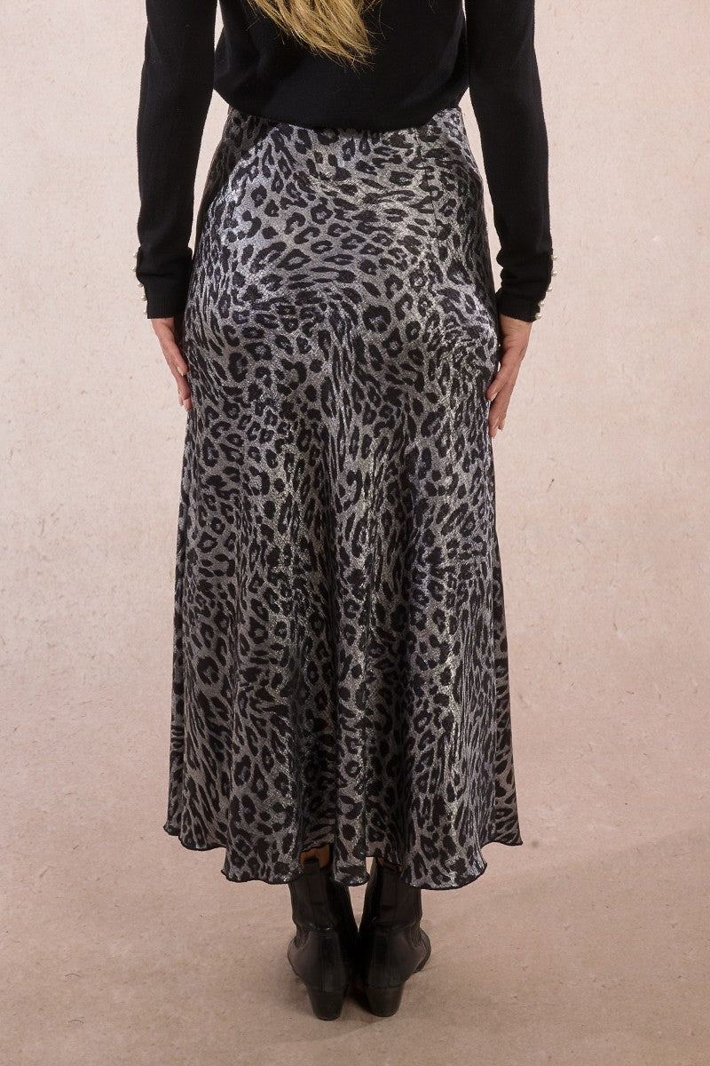 Molly Bracken T1635BDN Grey Leopard Skirt