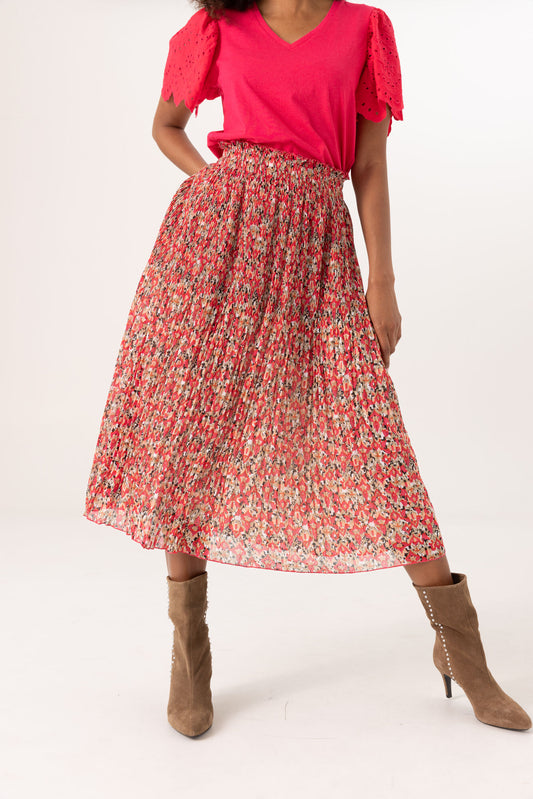 Garcia O40120 Red Floral Skirt