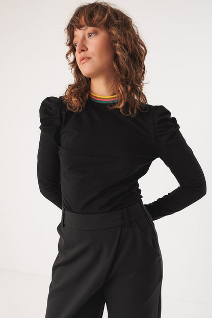 SKFK Oldar Black Puff Sleeve Top