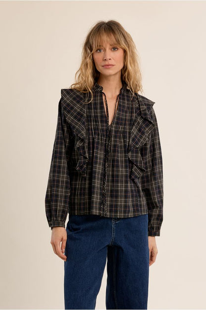 Molly Bracken P1922EH Khaki Woven Blouse