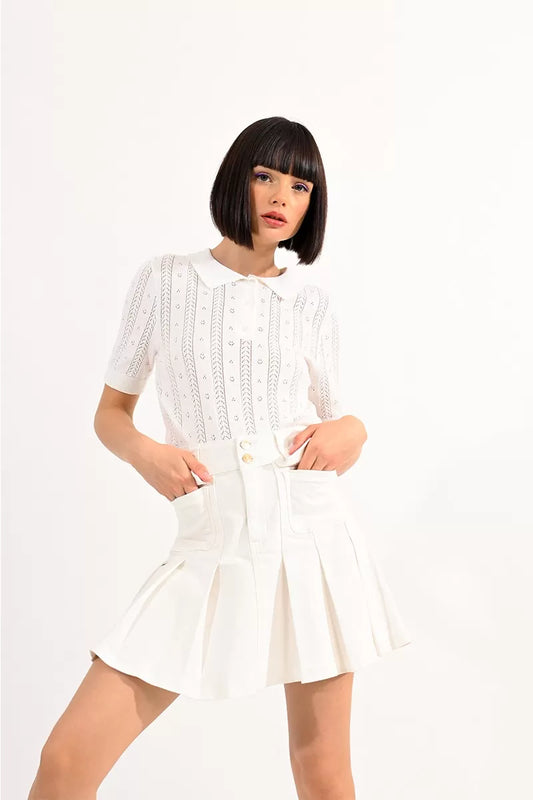 Molly Bracken ELF960CP White Woven Skirt