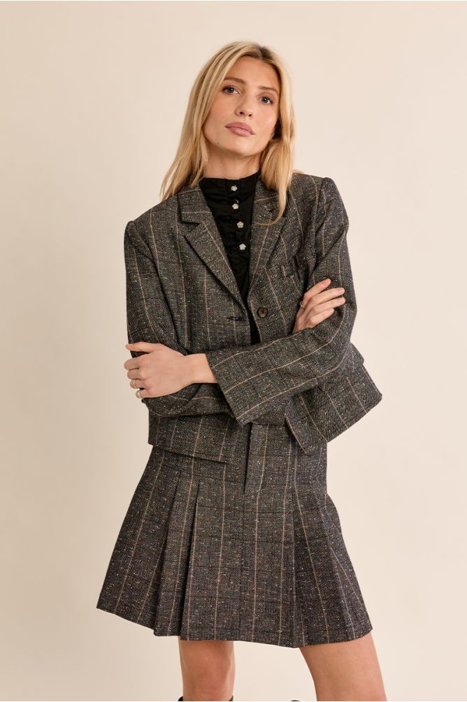 Molly Bracken R1752EH Black Woven Blazer