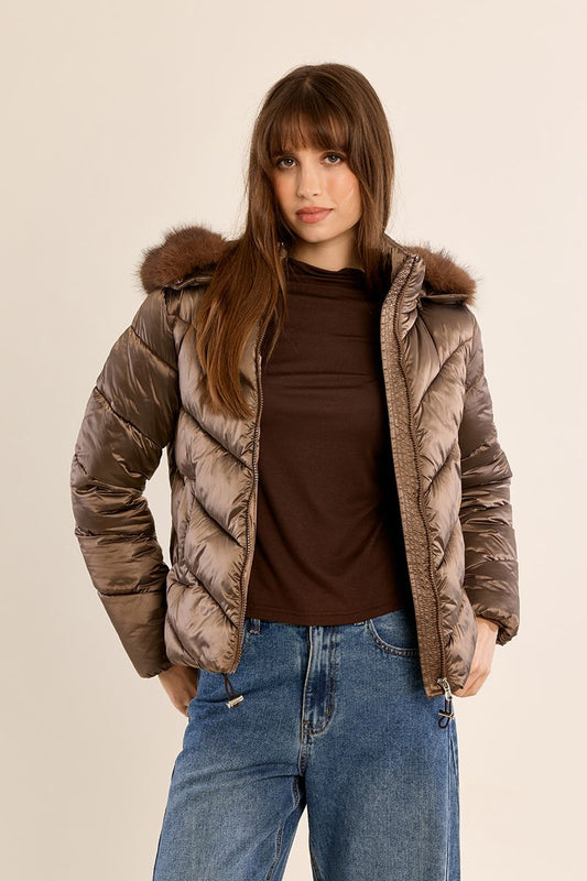 Molly Bracken OR197EH Chocolate Padded Jacket