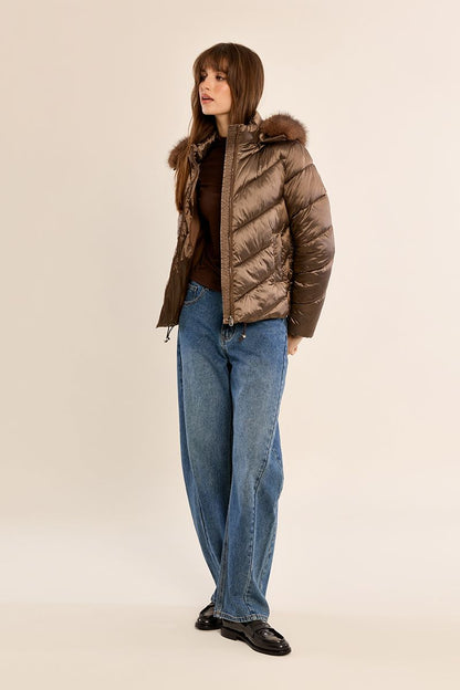 Molly Bracken OR197EH Chocolate Padded Jacket