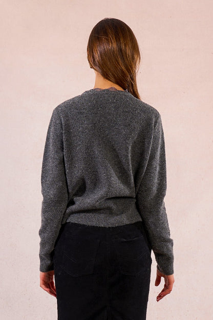 Molly Bracken T1924DN Grey Frill Cardigan
