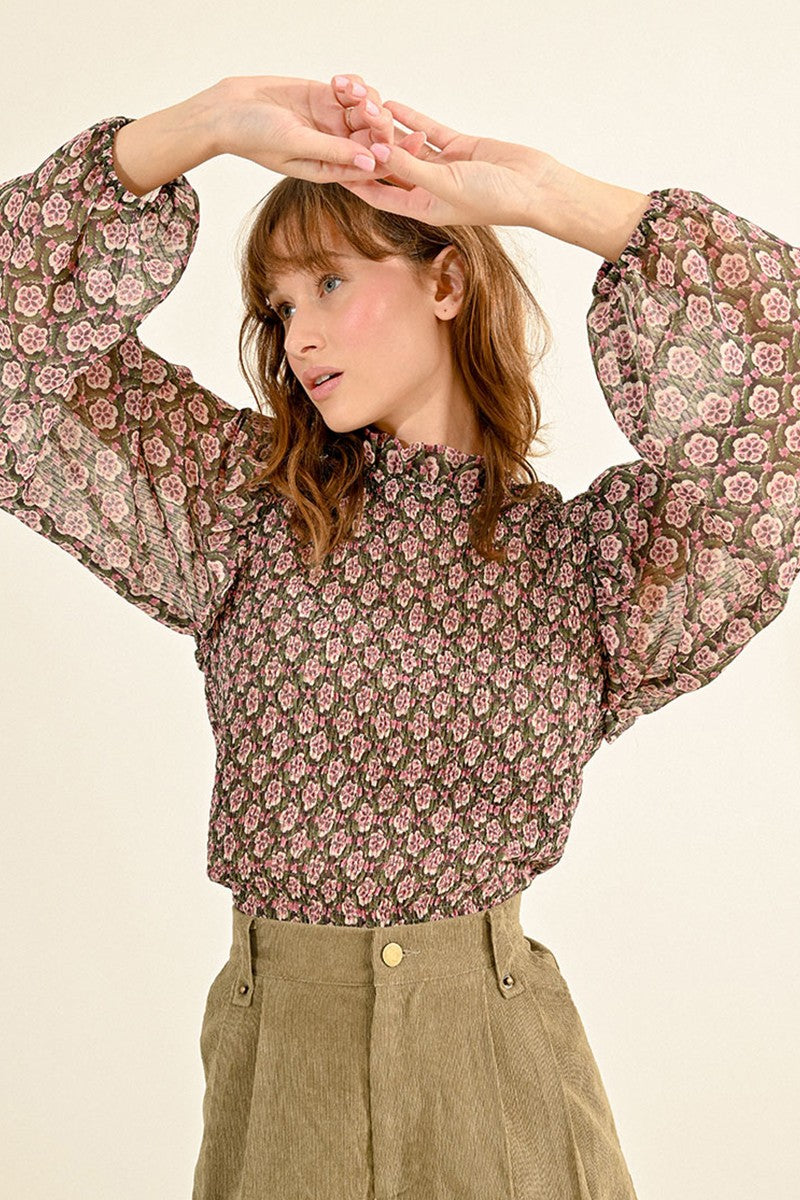 Molly Bracken Pink & Khaki Blouse