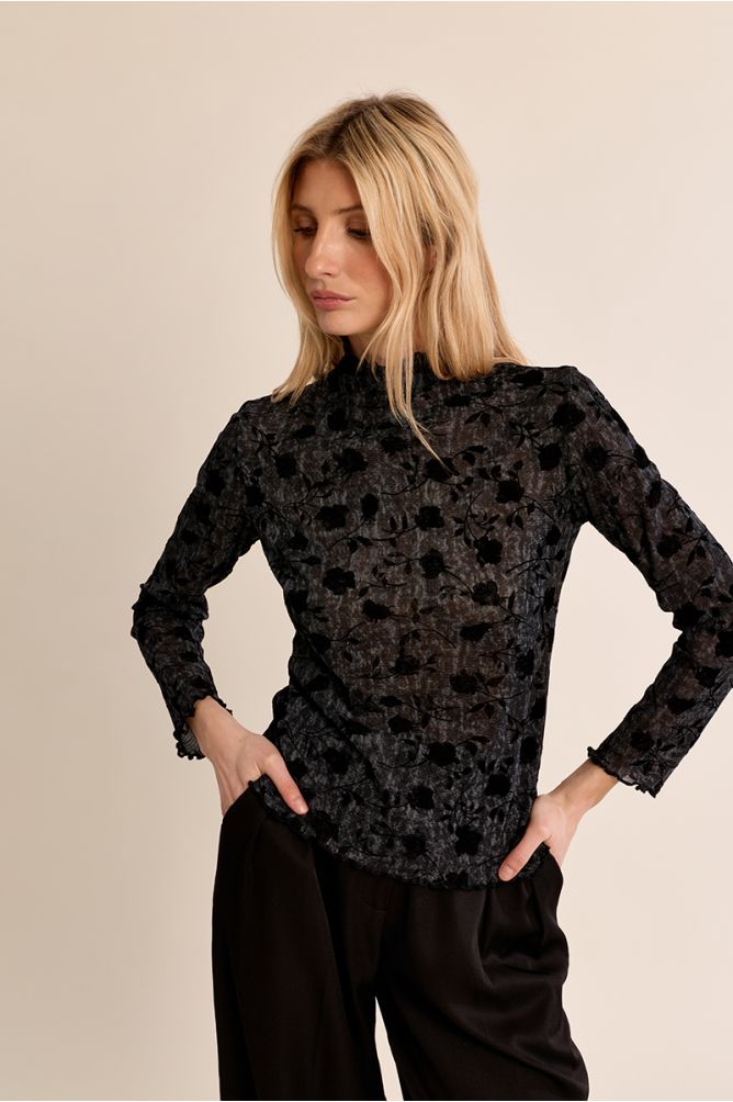 Molly Bracken EF1661EN Black Kitted Floral Top