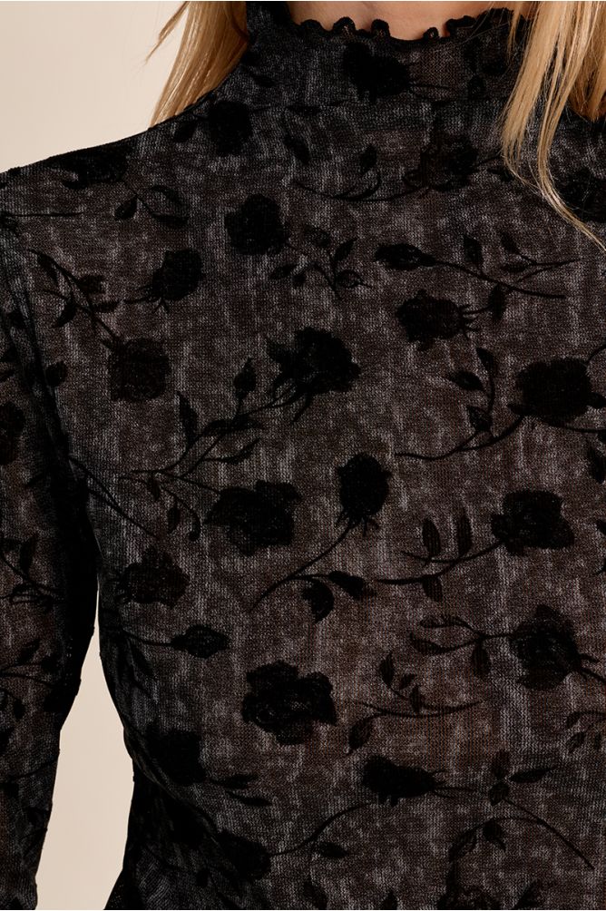 Molly Bracken EF1661EN Black Kitted Floral Top