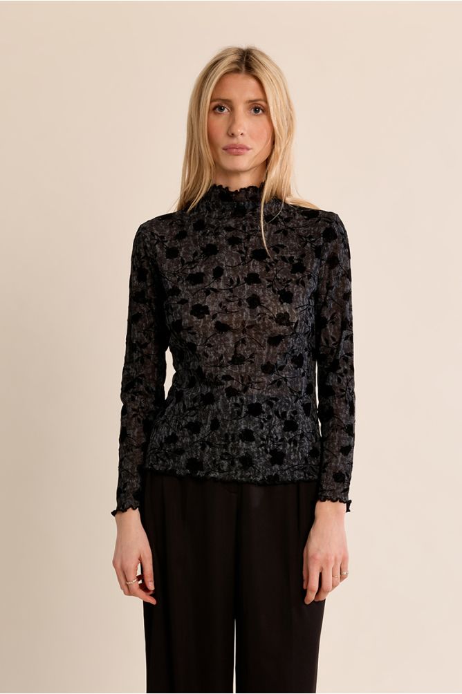 Molly Bracken EF1661EN Black Kitted Floral Top