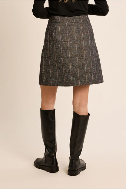 Molly Bracken R1751EH Black Pleated Woven Skirt