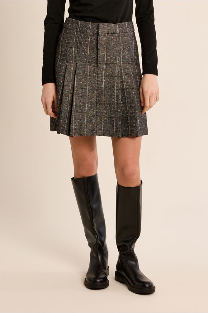 Molly Bracken R1751EH Black Pleated Woven Skirt