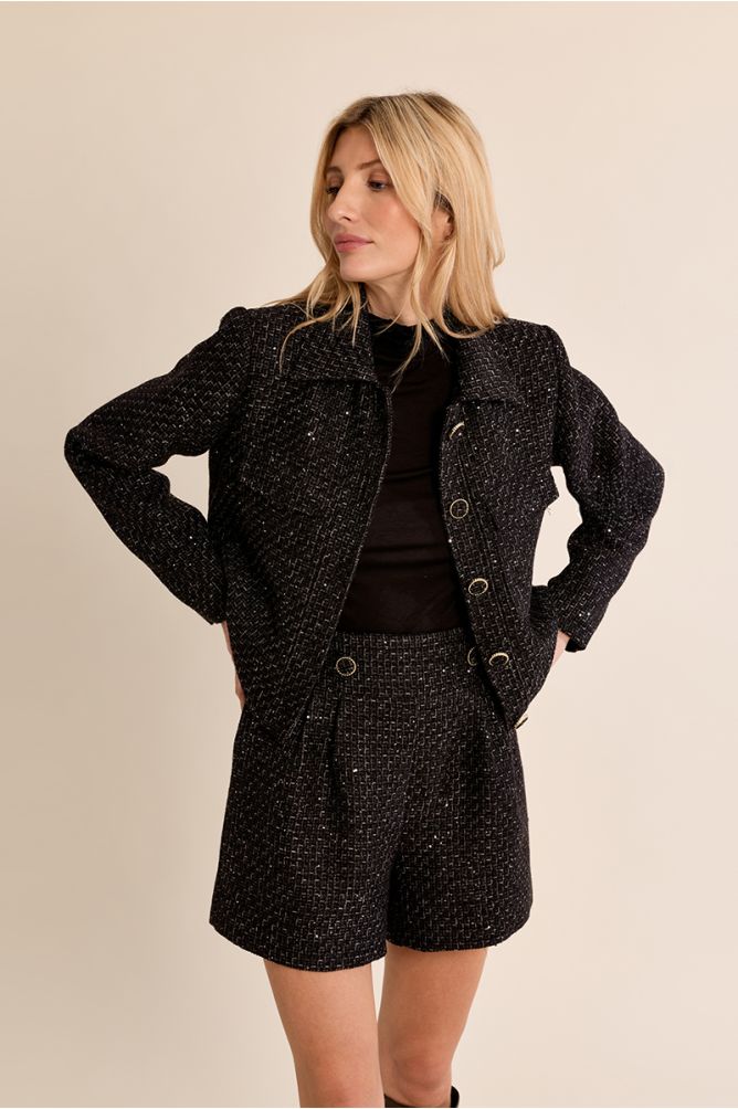 Molly Bracken T2032EH Black Woven Jacket