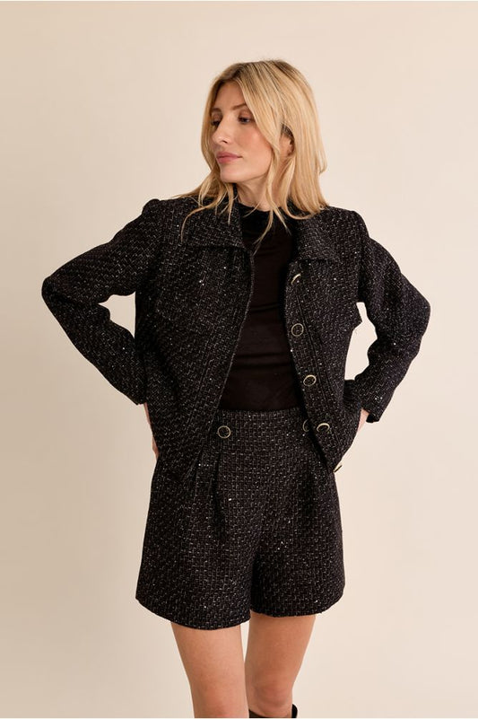 Molly Bracken T2032EH Black Woven Jacket