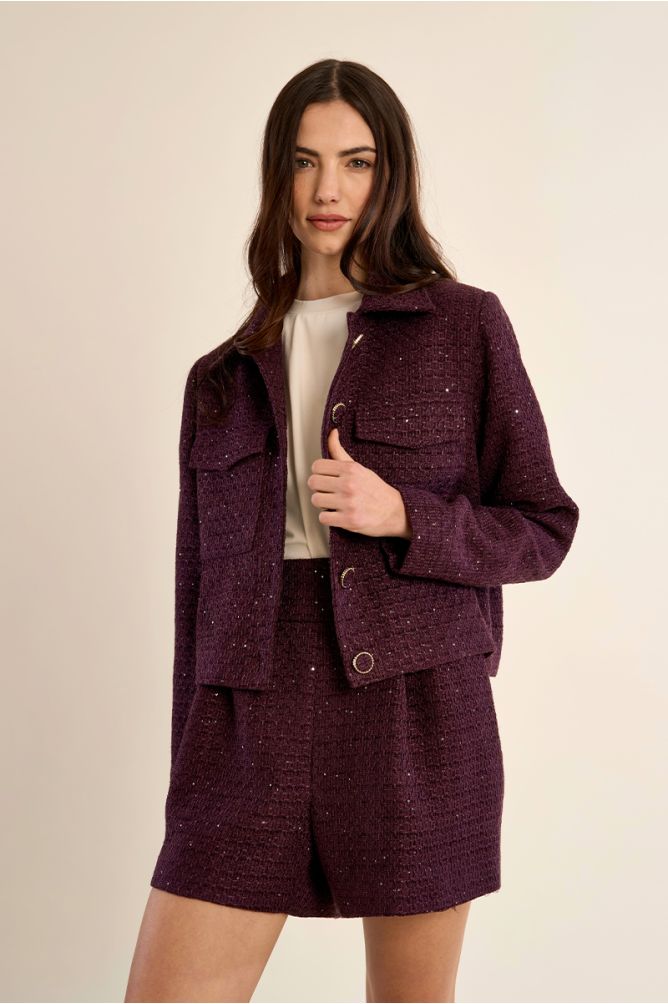 Molly Bracken T2032EH Plum Woven Jacket