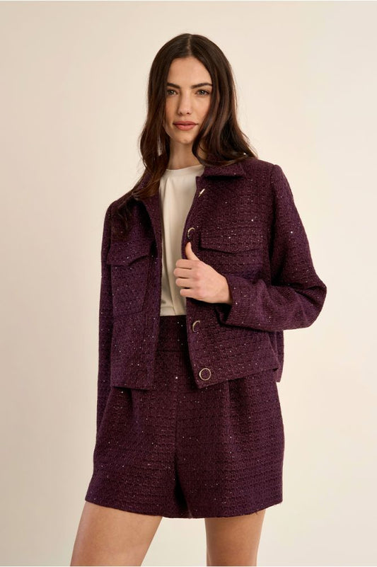 Molly Bracken T2032EH Plum Woven Jacket