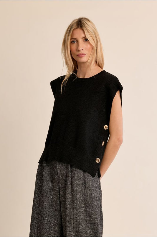Molly Bracken M163EH Ash Dark Grey Knitted Sleeveless Sweater