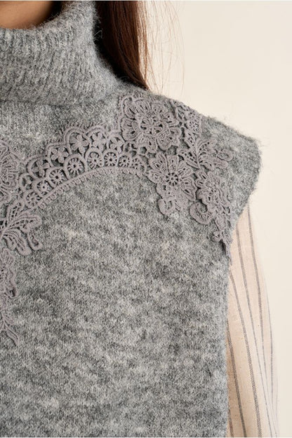 Molly Bracken LA2034EN Knitted Ash Grey Sleeveless Sweater