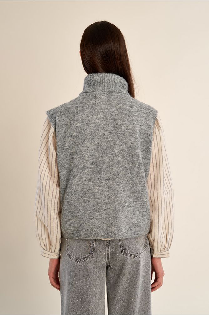 Molly Bracken LA2034EN Knitted Ash Grey Sleeveless Sweater