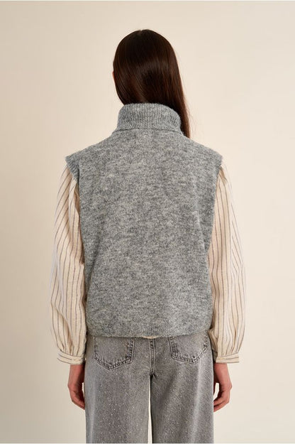 Molly Bracken LA2034EN Knitted Ash Grey Sleeveless Sweater