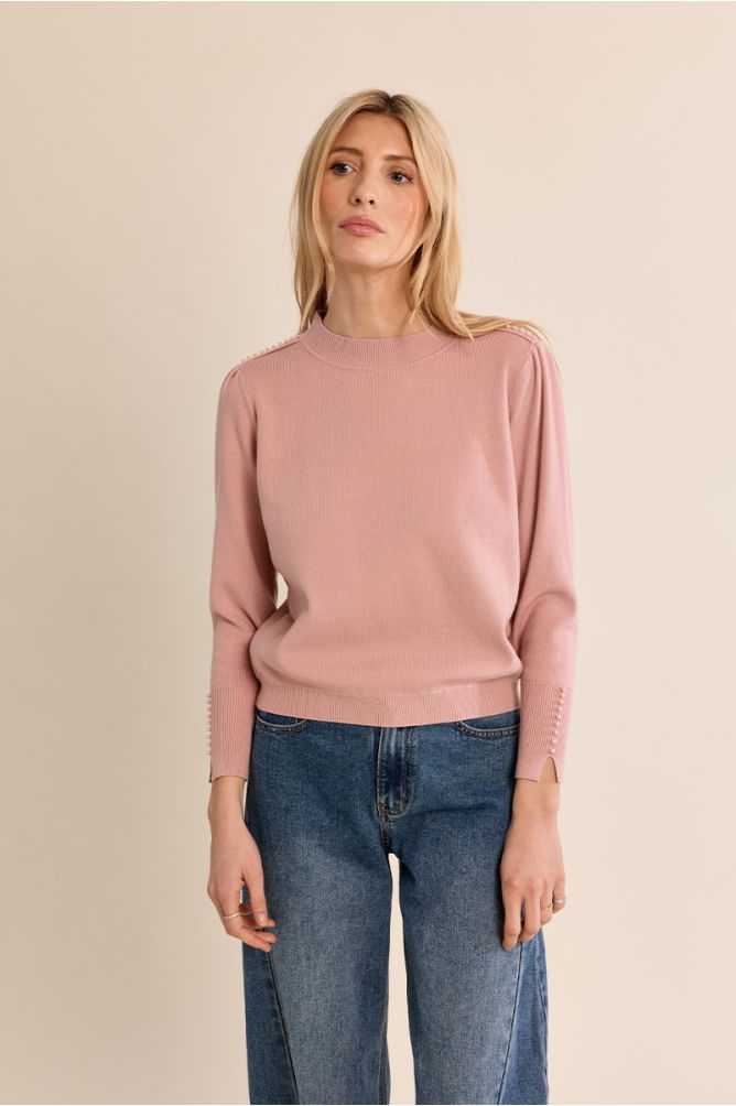 Molly Bracken E1798EN Powder Pink Knitted Sweater