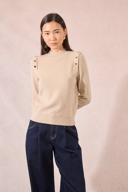 Molly Bracken T2113DN Beige Gold Detail Knit