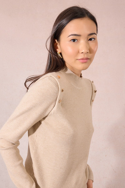 Molly Bracken T2113DN Beige Gold Detail Knit