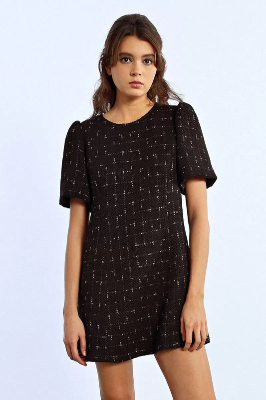 Molly Bracken TL444DH Black Puff Sleeve Dress