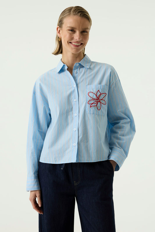 Garcia U260033 Breeze Blue Stripe Shirt
