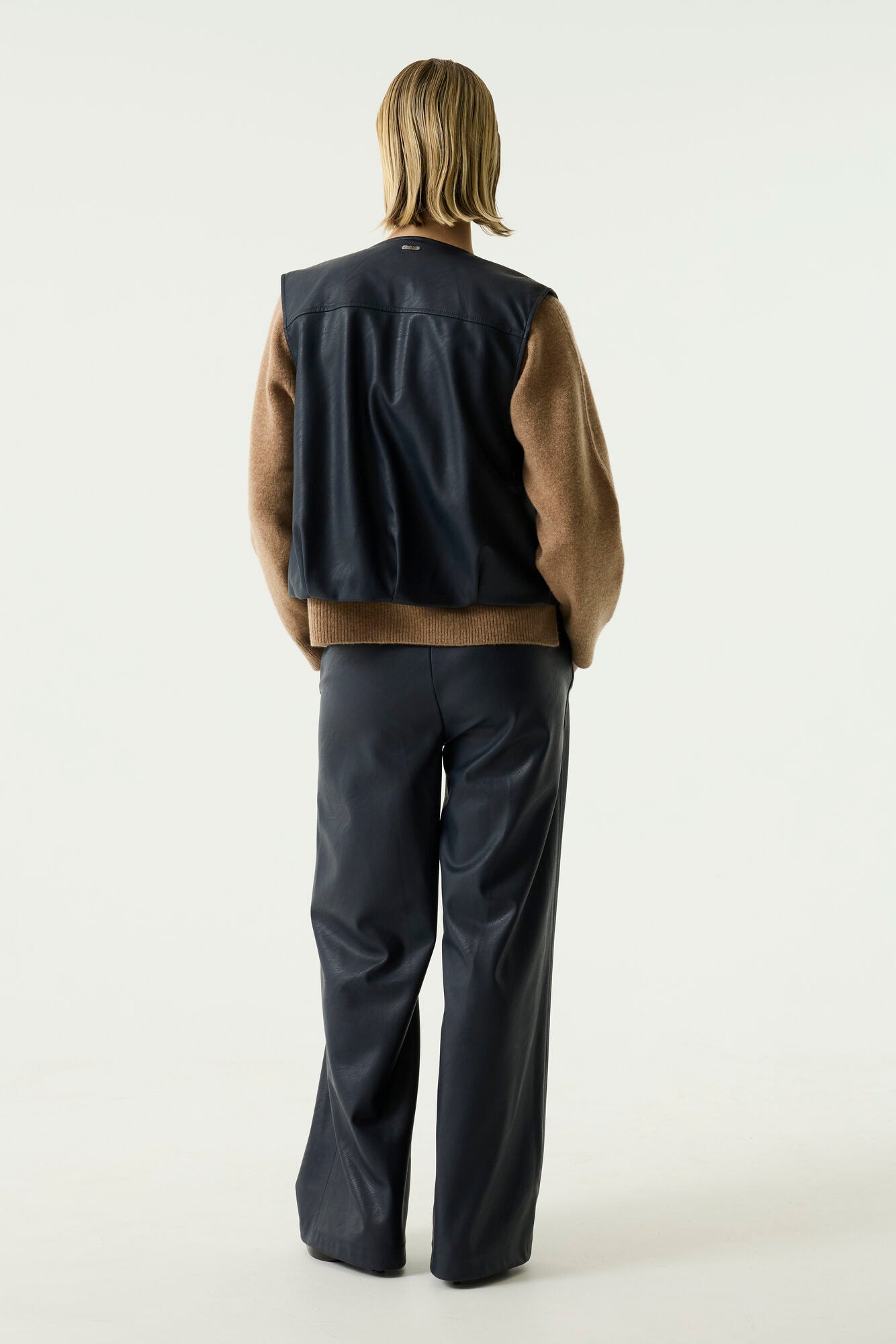 Garcia U260094 Dark Blue Leather Look Gilet