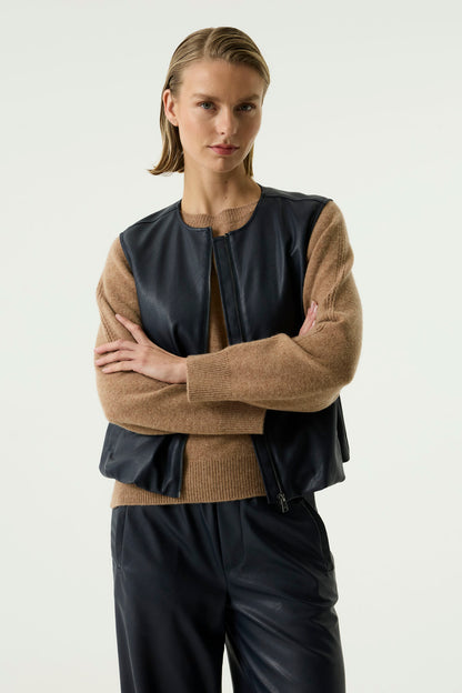 Garcia U260094 Dark Blue Leather Look Gilet